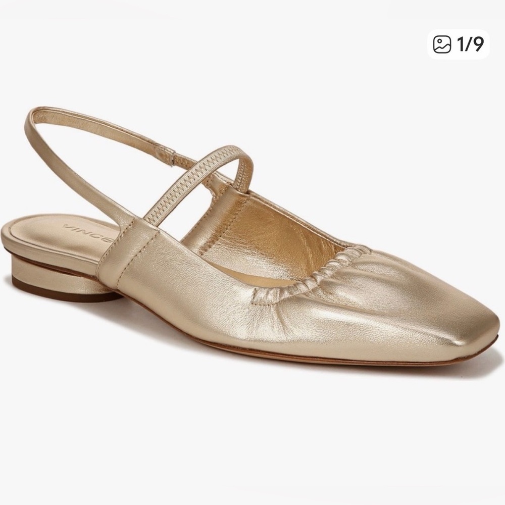 VINCE Venice champagne leather slingback shoes size 7.5 — Excellent Condition